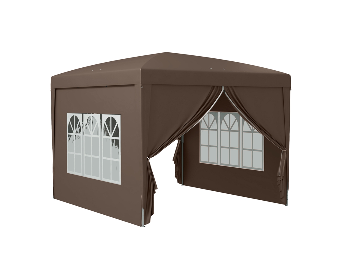 Pabellón De 3x3 M, Color Beige Y Marrón, Protección Uv 50+, 4 Lados Con Bolsillos.