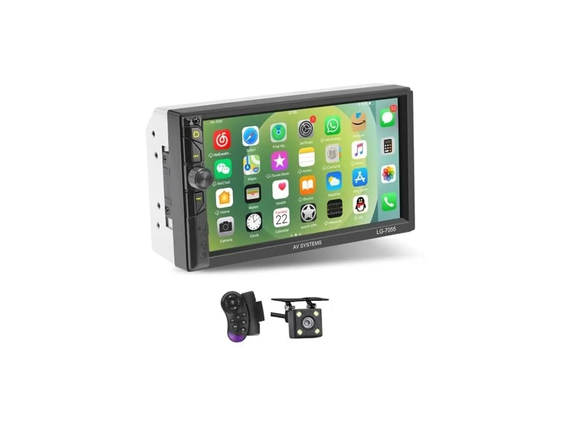 Autorradio Doble Din, Audio Para Coche De 7 Pulgadas, Audio Con Pantalla Táctil Con Cámara De Marcha Atrás, Carplay