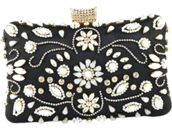 Bolso De Mano De Noche Para Mujer Con Perlas Sintéticas Y Adornos Brillantes.