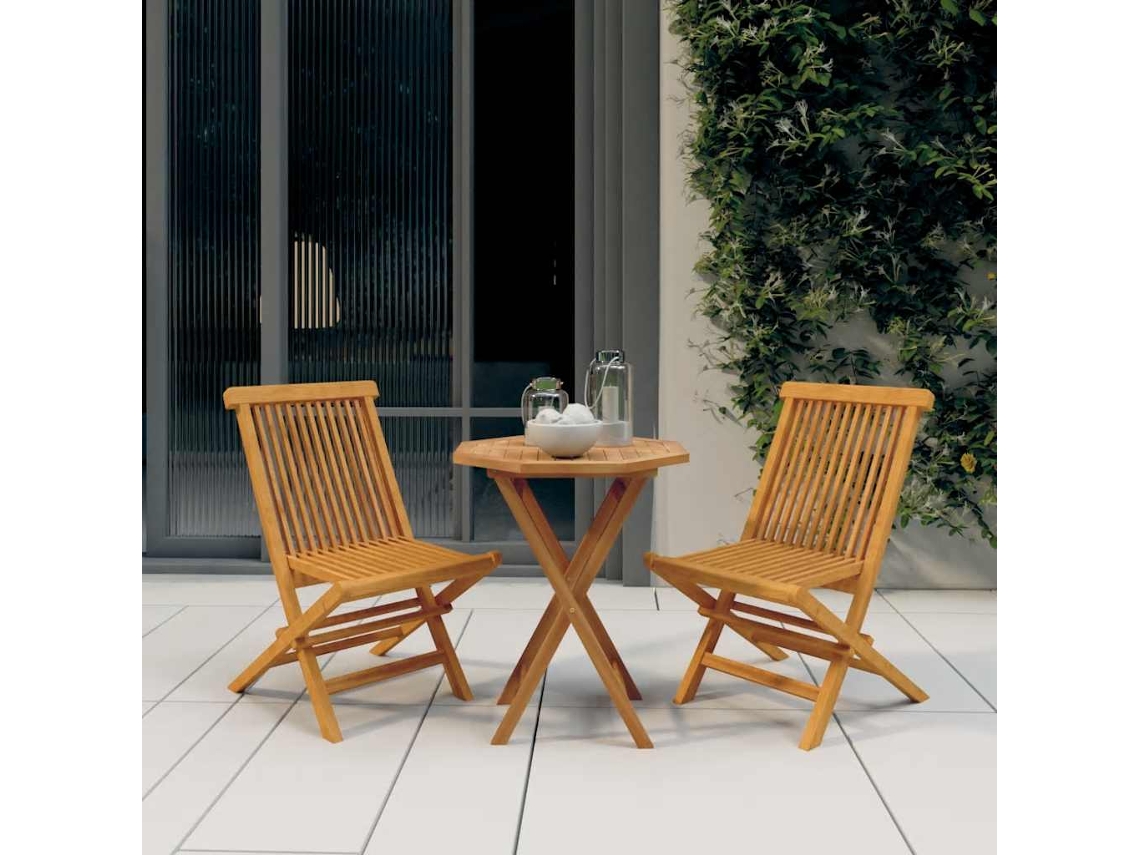 Juego de comedor de jardín de 3 piezas DKD Home Decor en madera maciza de teca