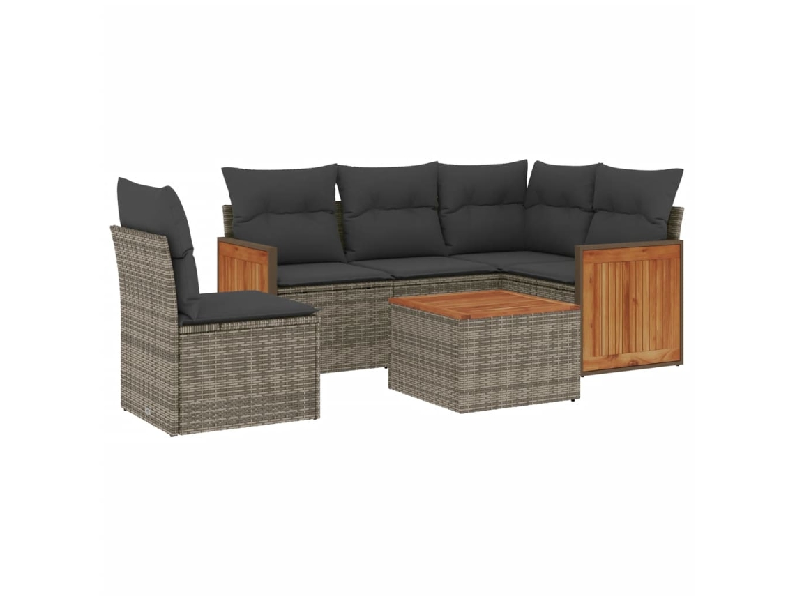 Maison Exclusive - Set De Muebles De Jardín 6 Pzas Y Cojines Ratán Sintético Gris
