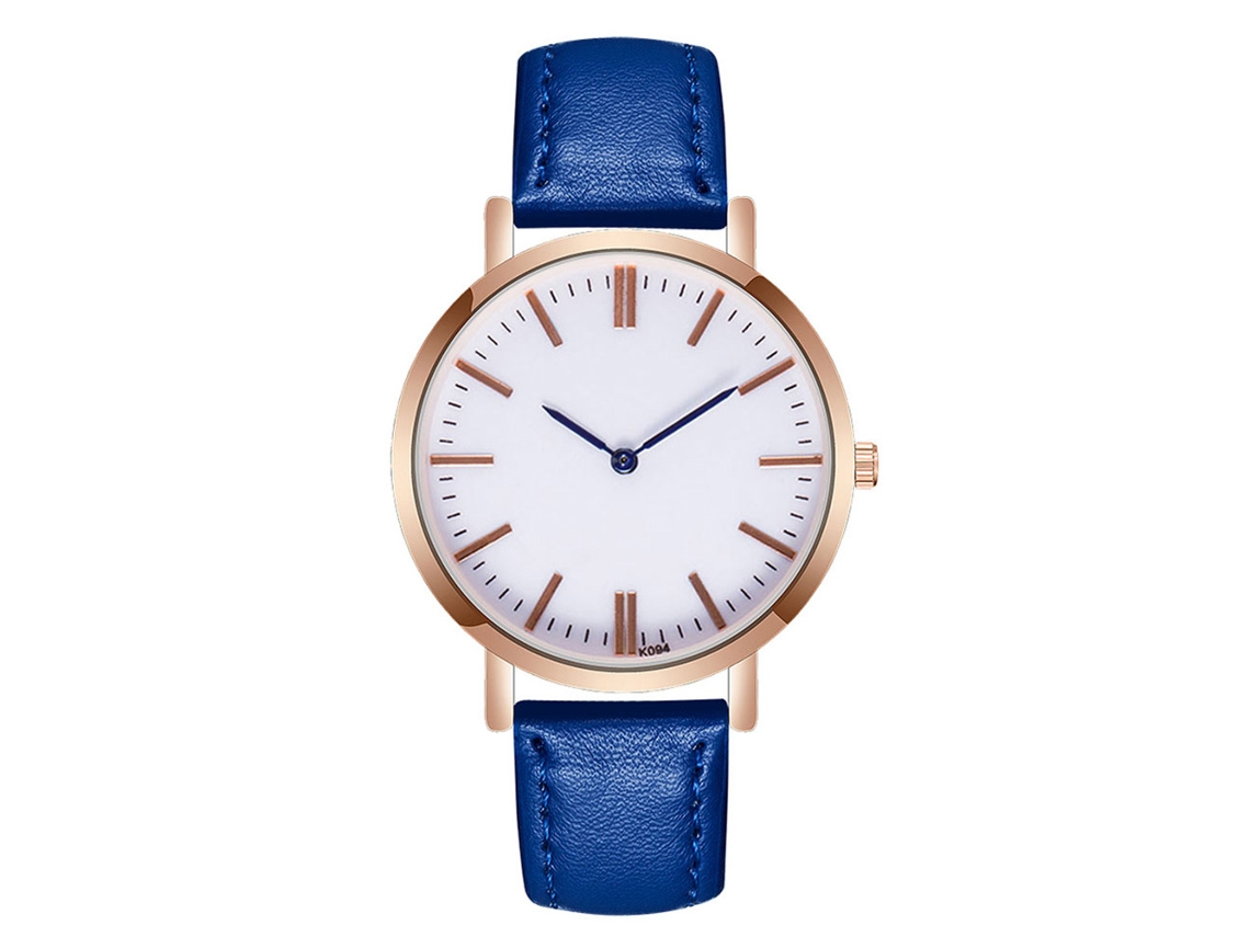Reloj De Pulsera Unisex Zhoulianfa, Esfera Blanca Y Azul, Piel Sintética, Cuarzo, Color Café Oscuro.