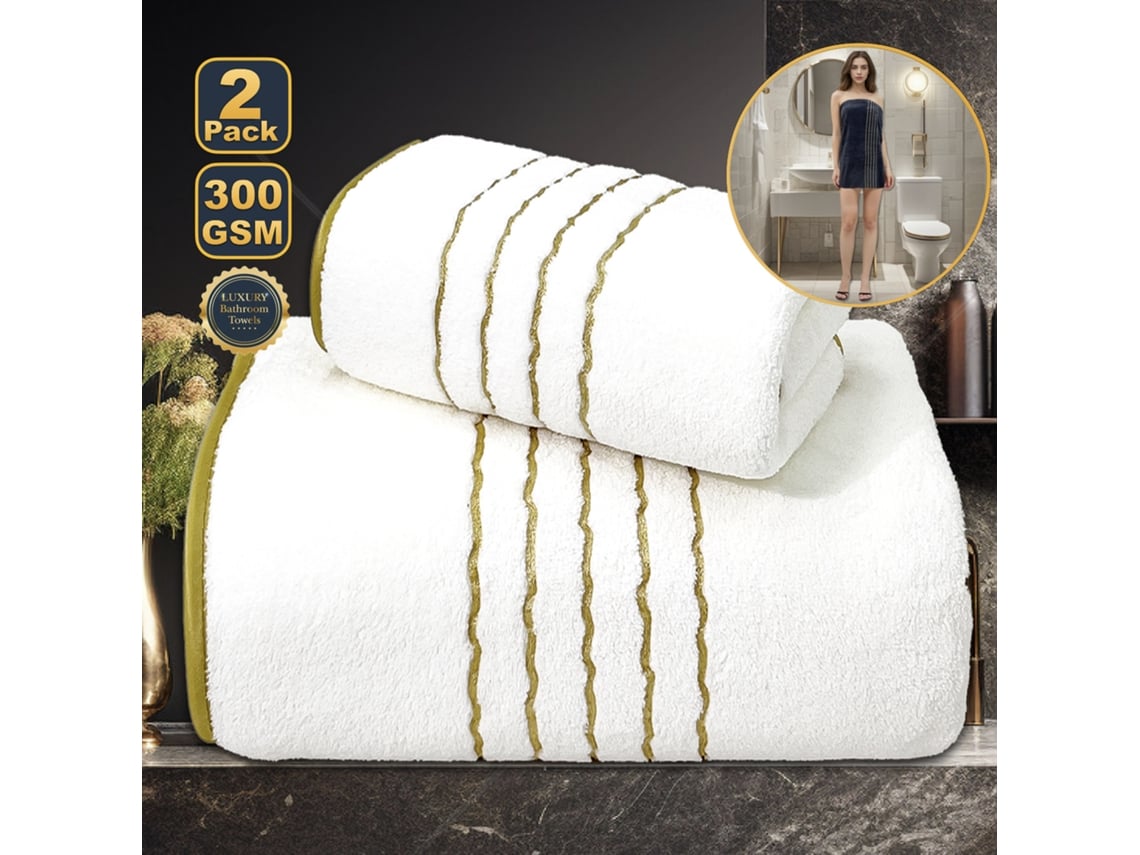 Conjunto De 2 Peças Toalhas De Banho Em Lã Coral Altamente Absorventes,branco,35x75cm/86x170 Gertiz