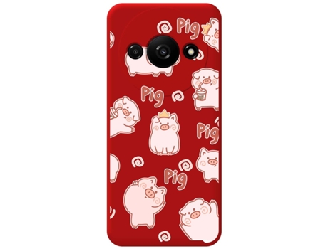 Funda Roja Diseño Cerdos para Xiaomi Redmi A3 TUMUNDOSMARTPHONE Silicona Líquida Rojo