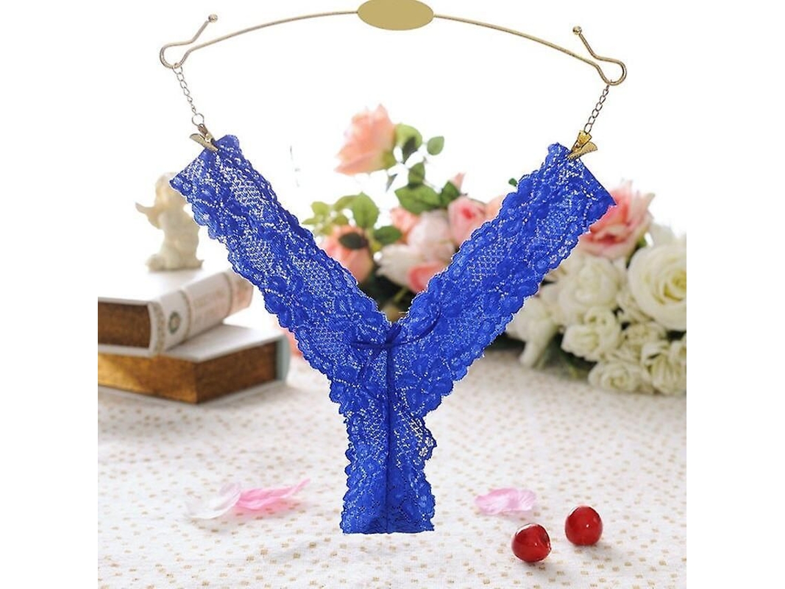 2026-tanga Sexy De Encaje Bordado Para Mujer Con Cintura Baja Transparente Tejido De Red Y Algodón Talla Única