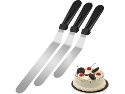 Set De Espátulas De Crema Inoxidable Con Mango Plástico Inclinado Para Decorar Pasteles 6 8 10 Pulgadas Negro