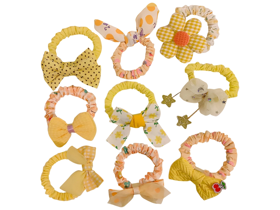 Juego de 9 pinzas para el pelo de princesa para niñas en tela suave con nudo afilado, color amarillo AVIZAR