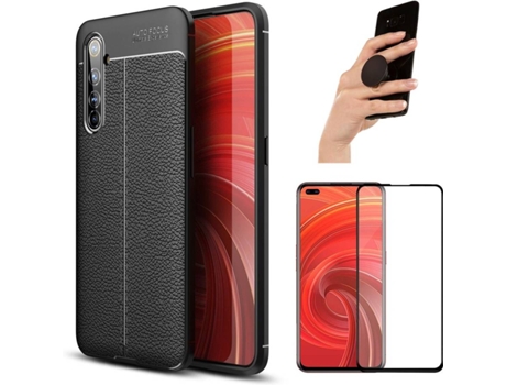 Carcasa, Protector y Popsocket Realme X50 Pro Rugged Leather Negro