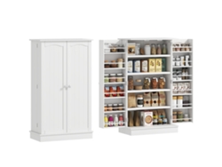 Armário de despensa com 2 portas, 5 prateleiras e suportes temperados, 60x30x104cm, branco, ZENCORE SERVICES