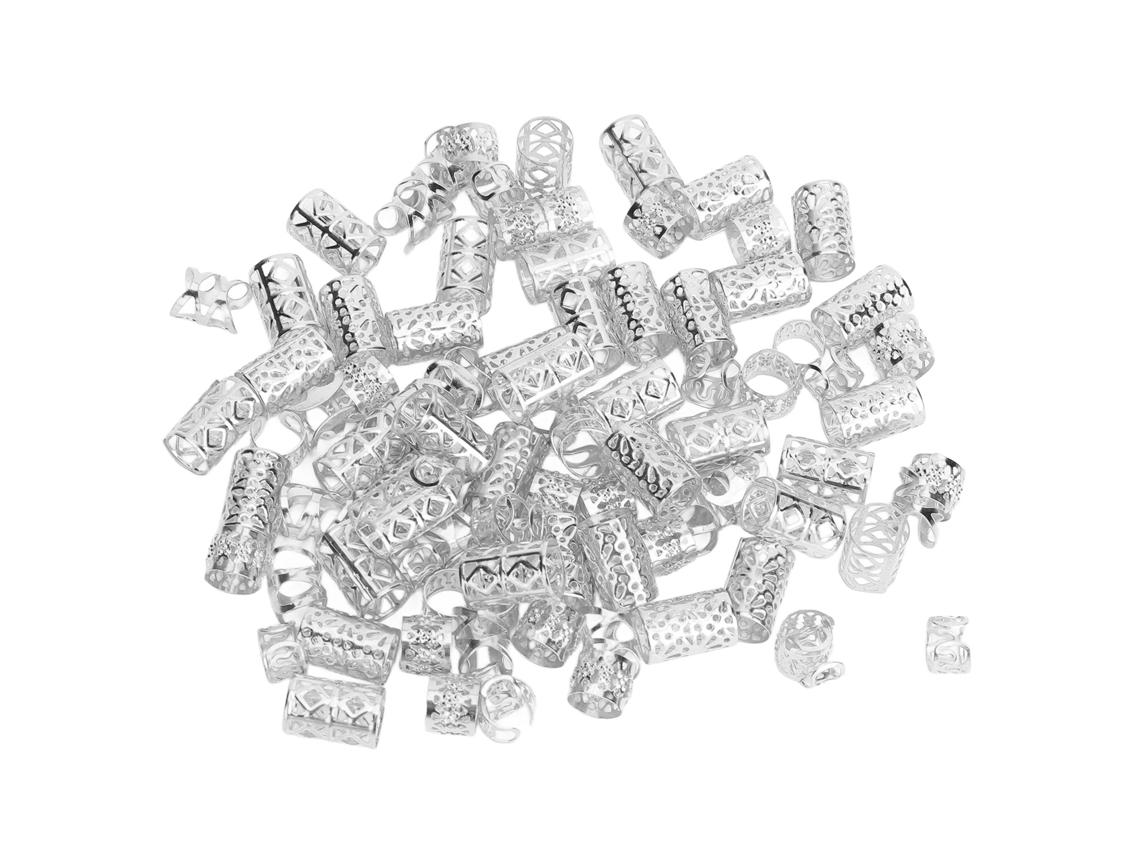 200 Piezas Anillos Y Perlas De Dreadlocks Plateados Para Fiesta