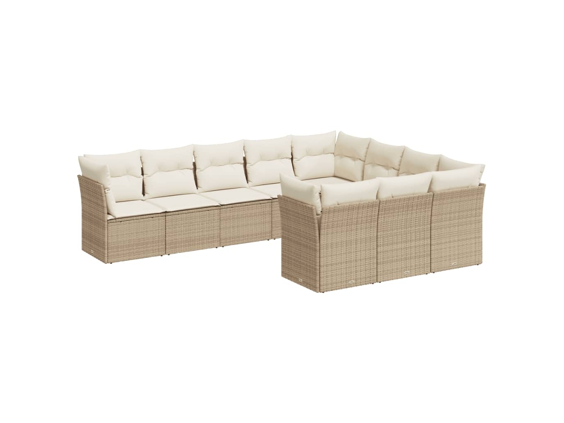 Maison Exclusive - Juego De Sofás Jardín Con Cojines Beige 10 Pzas Ratán Sintético