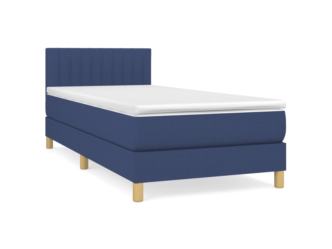 Maison Exclusive - Cama Box Spring Con Colchón Tela Azul 90x200 Cm