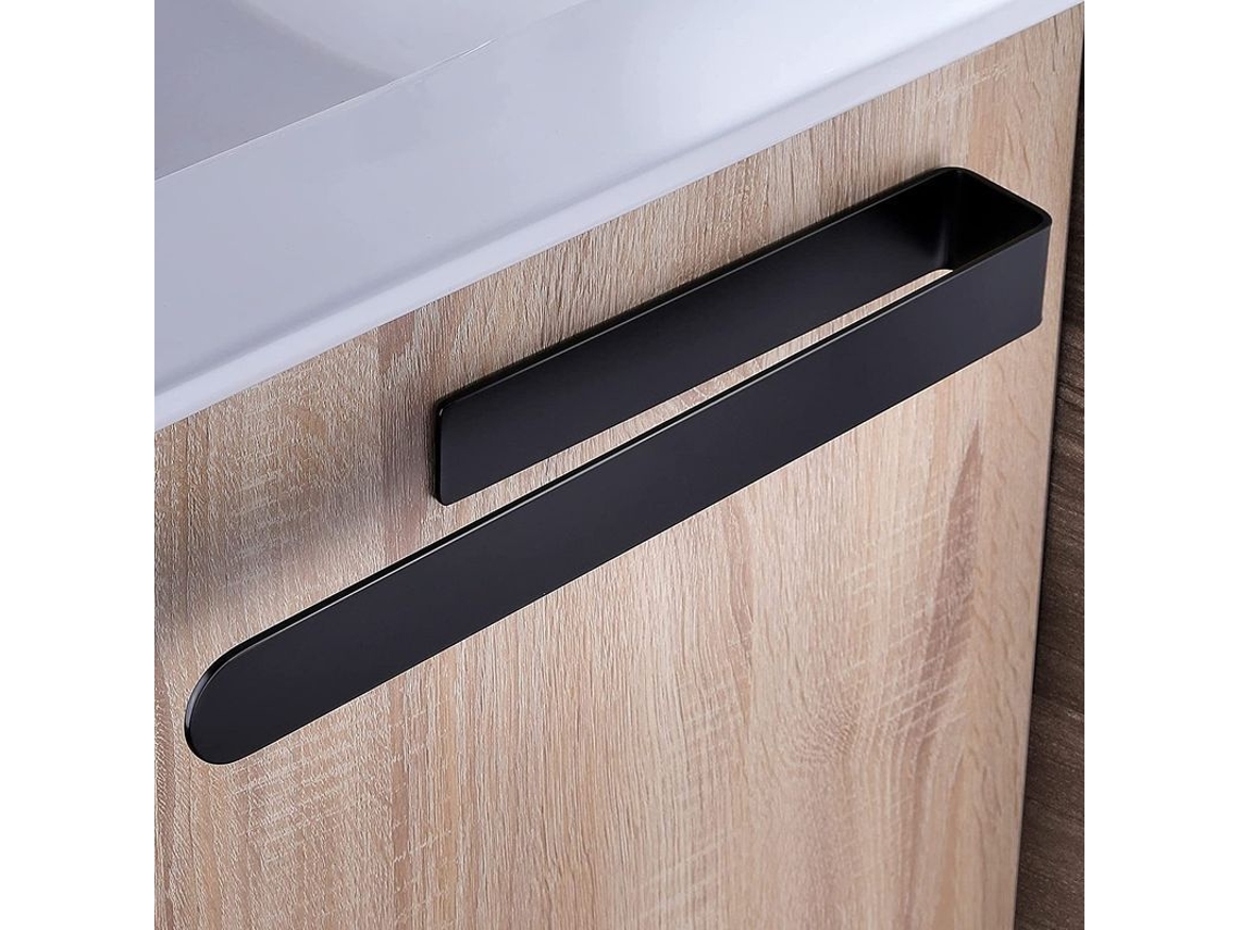 Toallero Autoadhesivo De Acero Inoxidable Negro, 37 Cm, Para Baño Y Cocina.