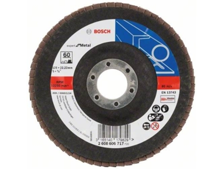 Disco de Lija BOSCH en Lamelas X551 - Expert para Metal D= 125 mm; G= 60 - Acodado