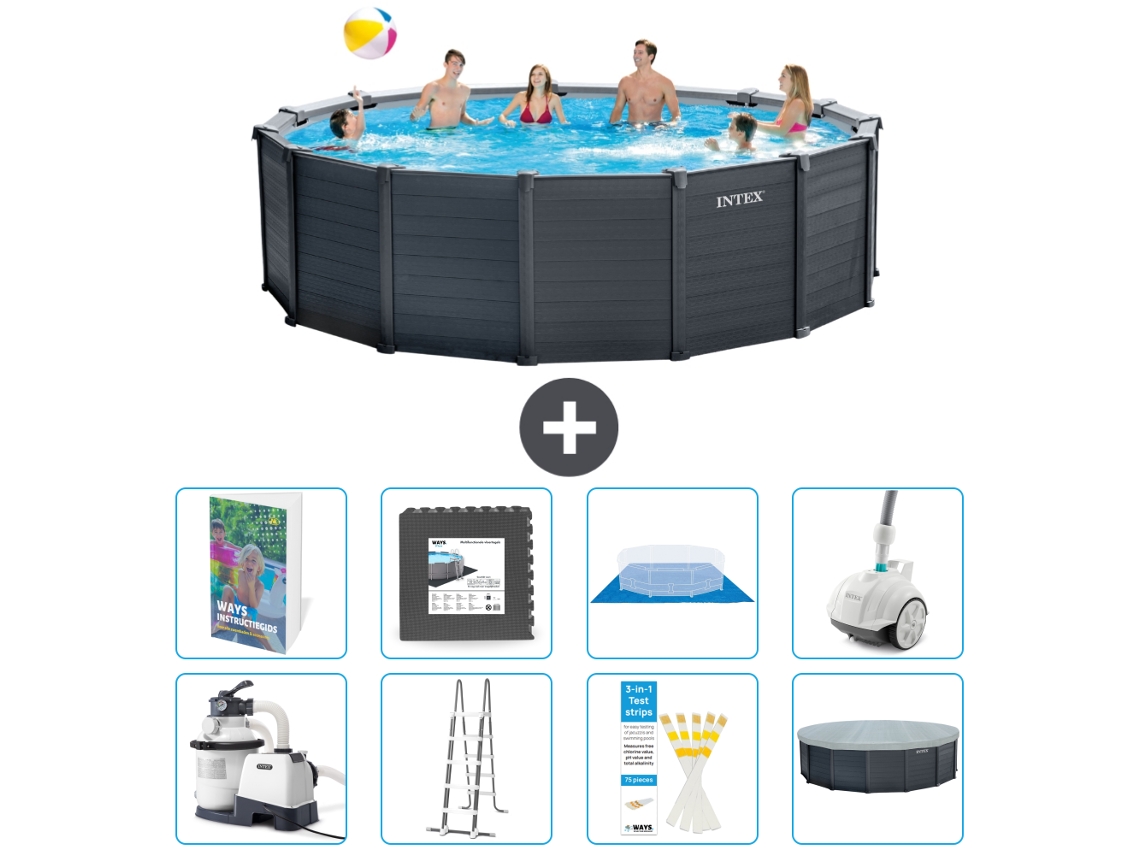 Intex Piscina Graphite Panel Redonda - 478x124 Cm - 9-peças S610
