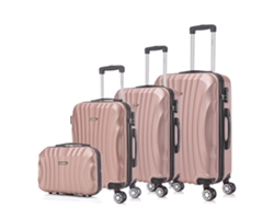 Juego de maletas ABS Rígida 4 pcs/Maleta Cabina 55cm/Maleta Mediana 68cm/Maleta Grande 78cm/Neceser 29cm RAYKONG