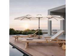 Sombrilla Rectangular Grande De 4,5 M Para Exteriores, De Doble Cara, Con Manivela (caqui) (sin Base)