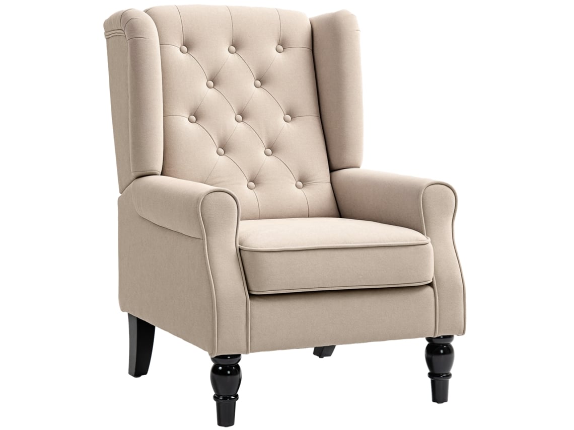 Sillón de estilo francés para salón, asiento acolchado, cojines de terciopelo blanco hielo, 74x86x102cm, beige.