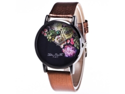 Reloj De Pulsera Casual De Cuarzo Para Mujer Con Pila, Movimiento De Botón, Cristal Y Correa De Cuero Marrón.