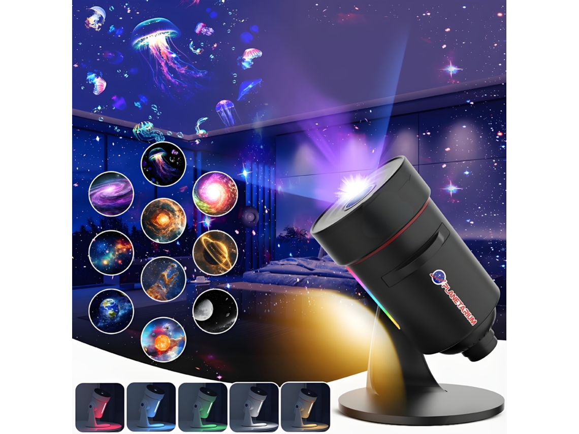 Proyector Galaxy Con 10 Discos De Imagen, Proyección Realista De Estrellas, Espacio, Sistema Solar, Luna Y Nebulosas. Negro Czhhmart