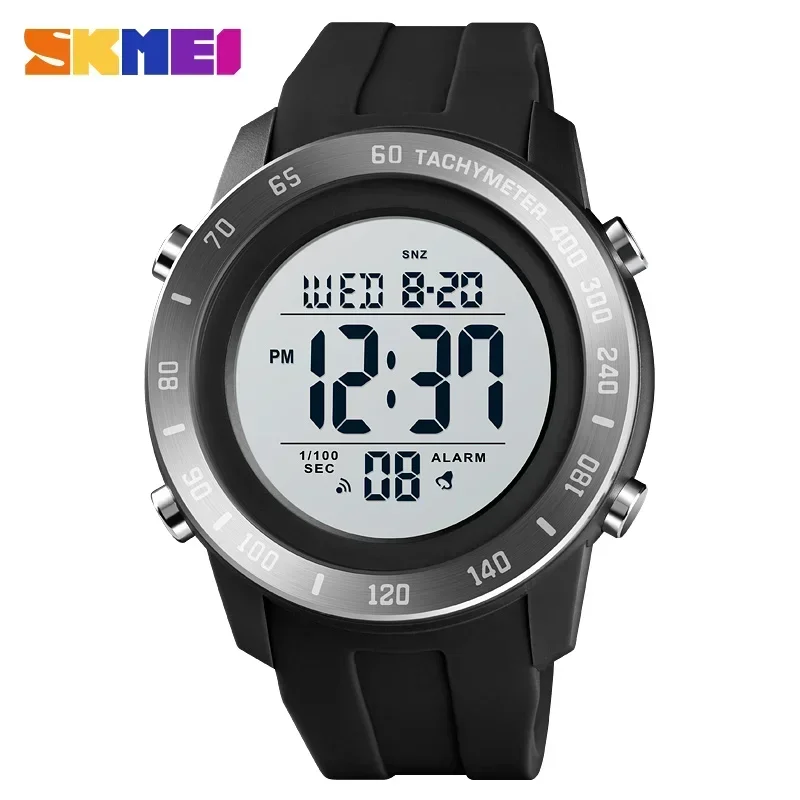 Reloj Digital Led (blanco Y Negro) Para Hombre - Resistente Al Agua, Con Temporizador, Cuenta Regresiva Y Visualización De La Hora.