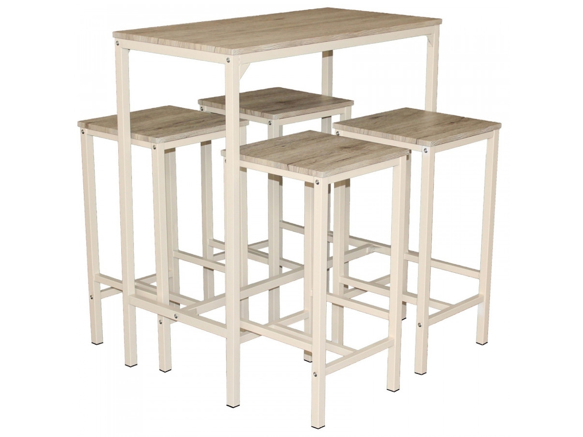 Conjunto de mesa de bar con 4 taburetes para pizzería, cocina, kebab, Mod. Brasil Per Yelloo