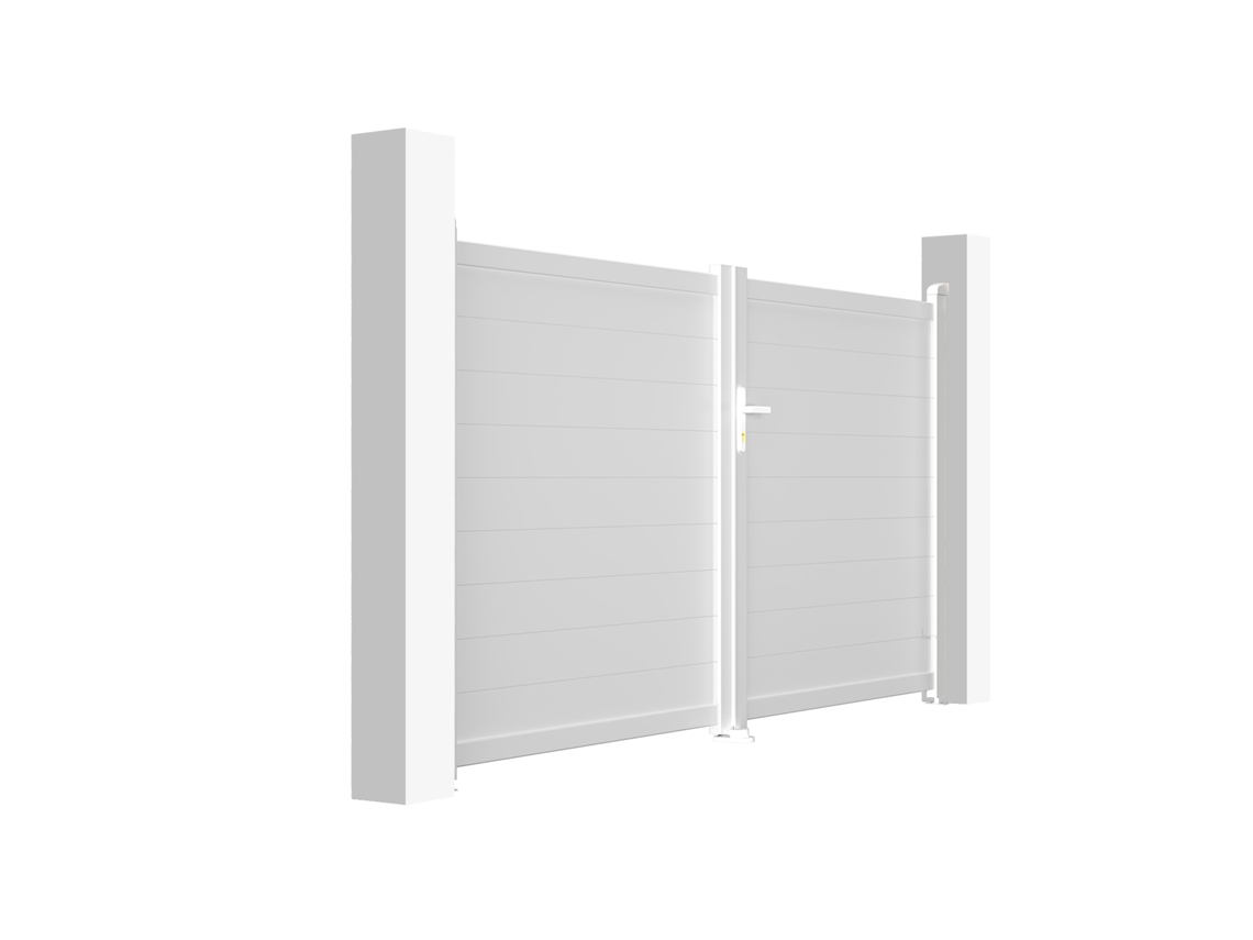 Cancela automática batiente blanca EIGER 3m H.160cm + motor brazo b500