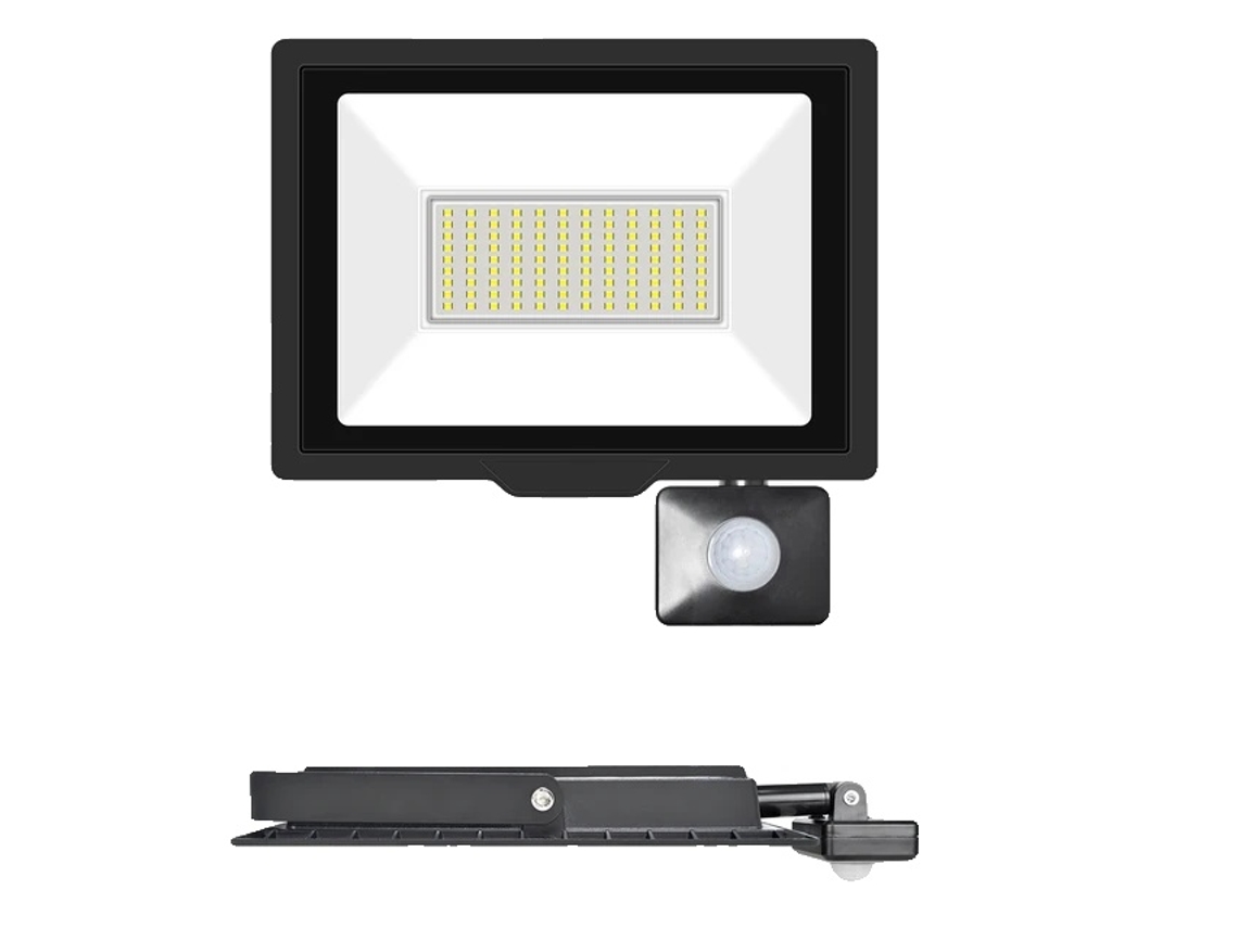 Foco de inducción LED, sensor PIR ajustable, para exteriores, 1 foco de 75 W, blanco cálido OEM (2700-3500 K)