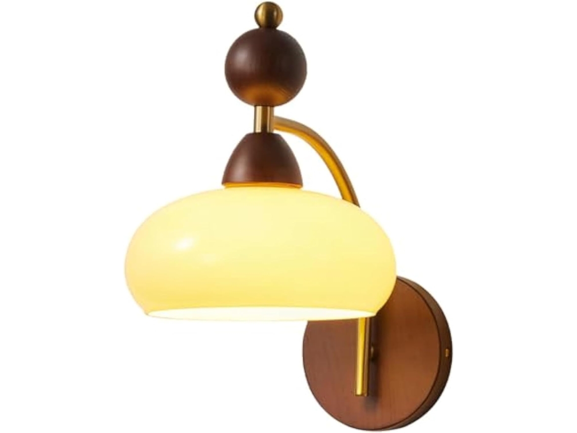 Arandelas Na Cor Nogueira — Iluminação De Parede Estilo Moderno-vintage Com Cúpula De Vidro