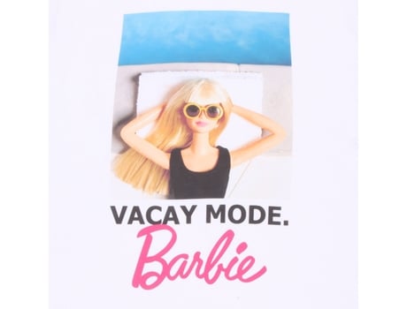 Camiseta Unisex BARBIE Corta Vacay Mode Algodón Blanco (M)