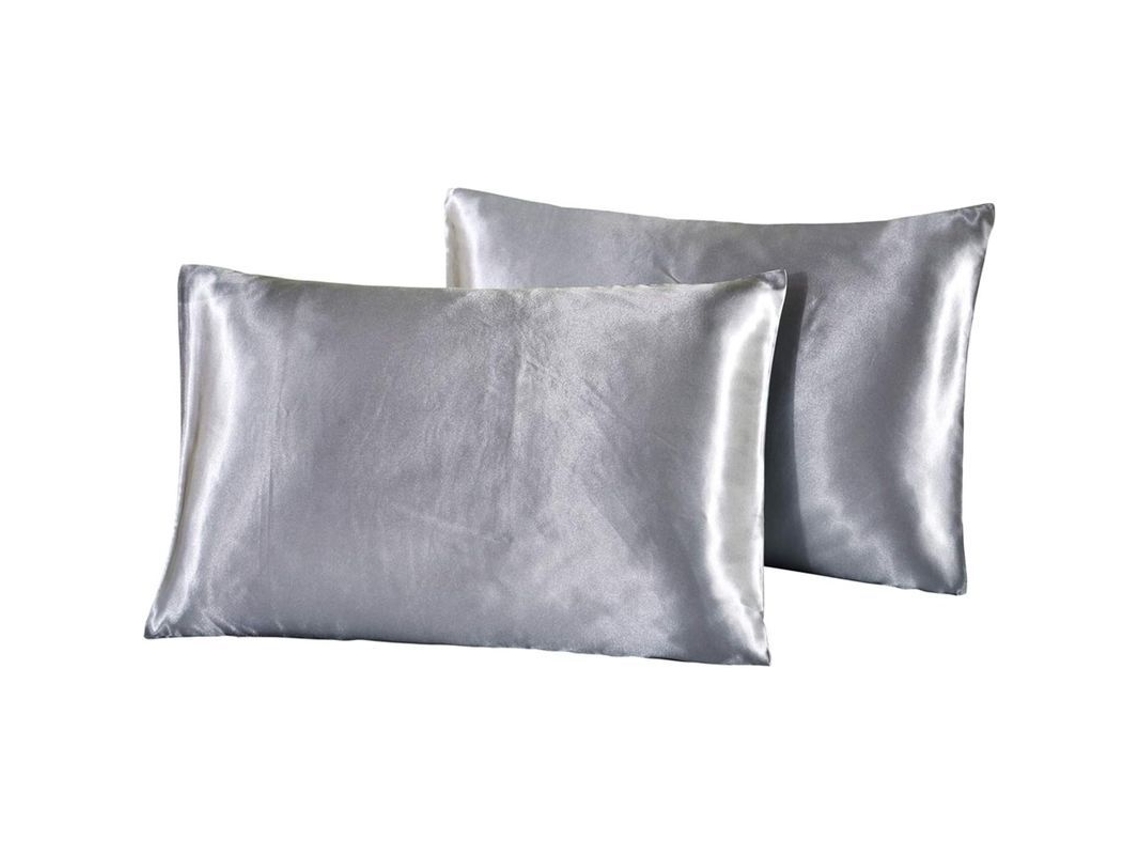 Protectores De Almohada (paquete De 2) Tamaño Estándar 50x75cm - Fibra Suave Para Cabello Y Piel Gris Plateado
