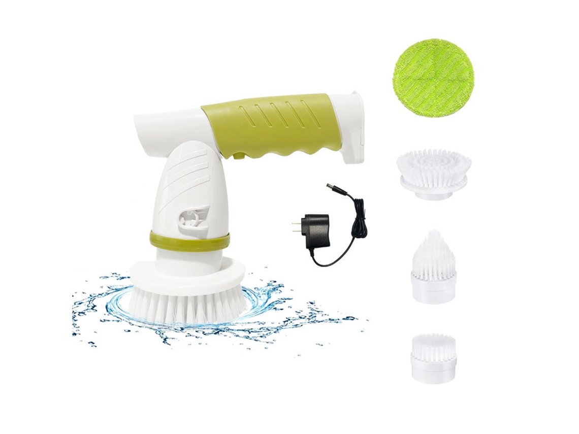 Cepillo De Limpieza Eléctrico Multifuncional Con 4 Cabezales Reemplazables Para Limpiar Fregaderos Y Ventanas (verde) Gertiz