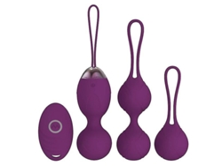 Huevo vibrador inalámbrico para el suelo pélvico con bolas de silicona (juego de 3) morado