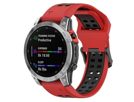 Correa para Garmin Descent G1/Coros Vertix 22mm correa de reloj de silicona de doble fila de liberación rápida rojo negro VENISYMLIS