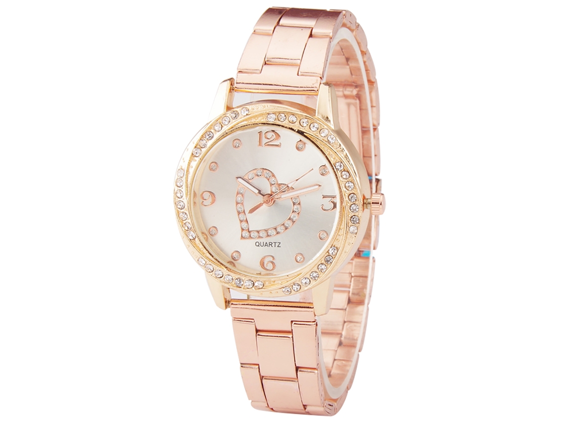 Reloj De Pulsera Analógico De Cuarzo De Acero Zhoulianfa Para Hombre Y Mujer - Rojo Rosa