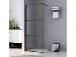 Mampara Ducha Accesible Vidrio Esg Transparente Negro 90x195 Cm