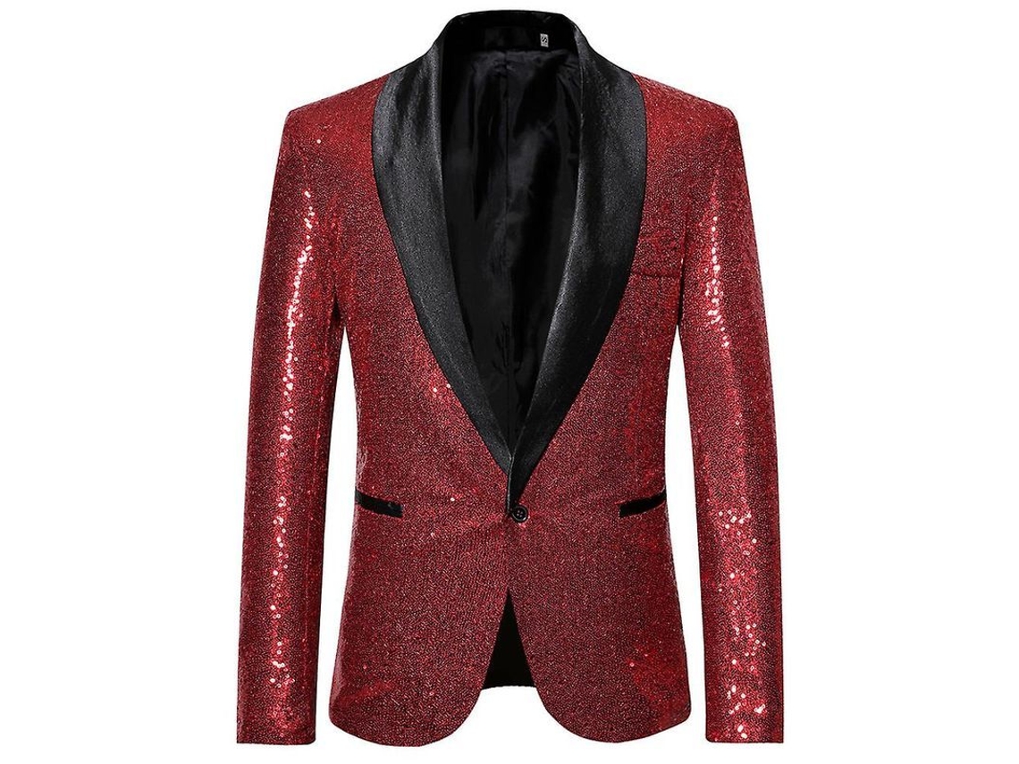 2026-chaqueta De Traje Con Lentejuelas Para Hombre Mystdiy, Un Botón, Para Bodas, Fiestas Y Cenas