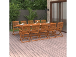11 Piezas Conjunto De Jantar Para Jardim 280x90x75cm Acácia Macíça Dkd Home Decor