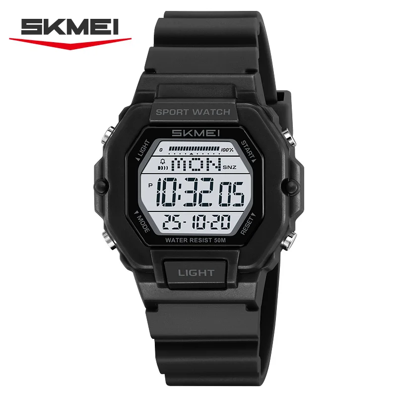 Reloj Deportivo Digital (negro) Con Temporizador De Cuenta Regresiva, Manecillas Luminosas, Alarma Y Funciones De Calendario.