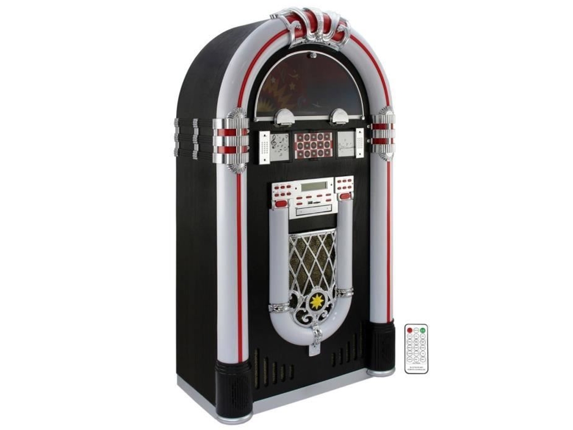 Reproductor de CD MP3 Bluetooth Radio Auxiliar Iluminación Retro Jukebox de Monstershop