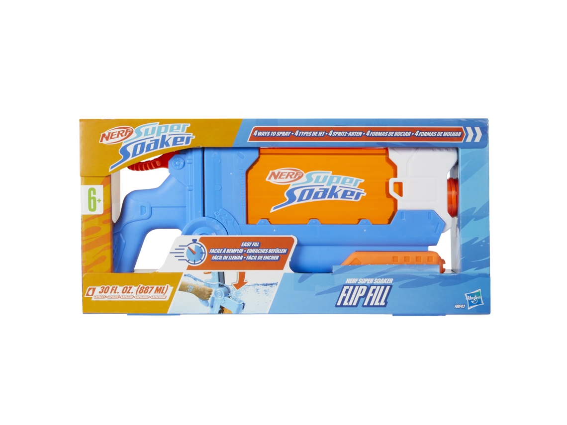 Pistola De Agua Con 4 Modos De Pulverización, Super Soaker Flip Fill, 887 Ml