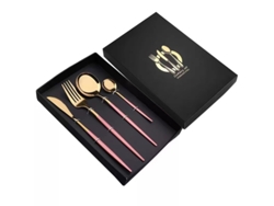 (juego De 4 Piezas - Oro Rosa) Juego De Cubiertos De Acero Inoxidable Con Cuchillo, Tenedor Y Cuchara