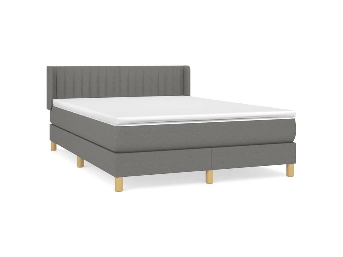 Maison Exclusive - Cama Box Spring Con Colchón Tela Gris Oscuro 140x190 Cm
