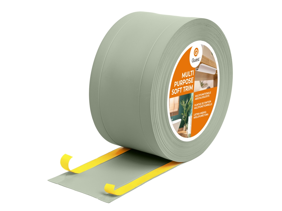 Zócalo de PVC W1 6 en 1, 1 x 75 mm, 5 m, autoadhesivo, flexible, para suelo y pared, verde Chiaro Quest