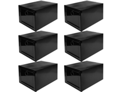 Juego 6 Cajas Apilables Plástico Pp Zapatos 34x18x25 Negras Prueba Polvo Antioxidantes Almacenamiento Práctico