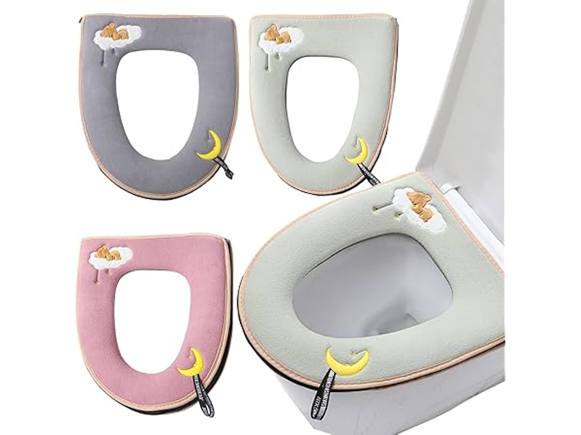 Es Un Juego De 3 Fundas Universales Para Asiento De Inodoro Con Asas Y Cremalleras. Ofrece Una Excelente Retención Del Calor, Es Lavable, Se