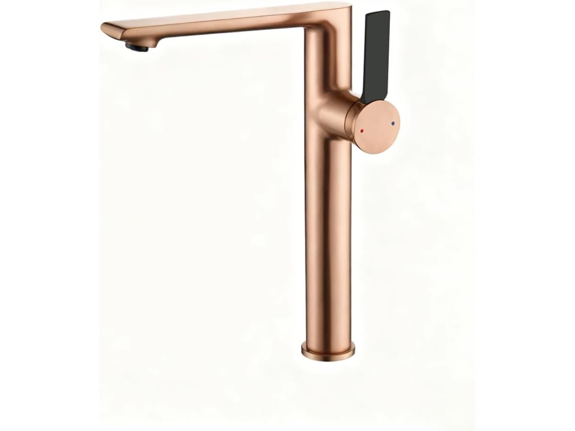 Grifo De Lavabo De Lujo De Latón Oro Rosa, Montado Sobre Encimera, Con Grifo Mezclador.