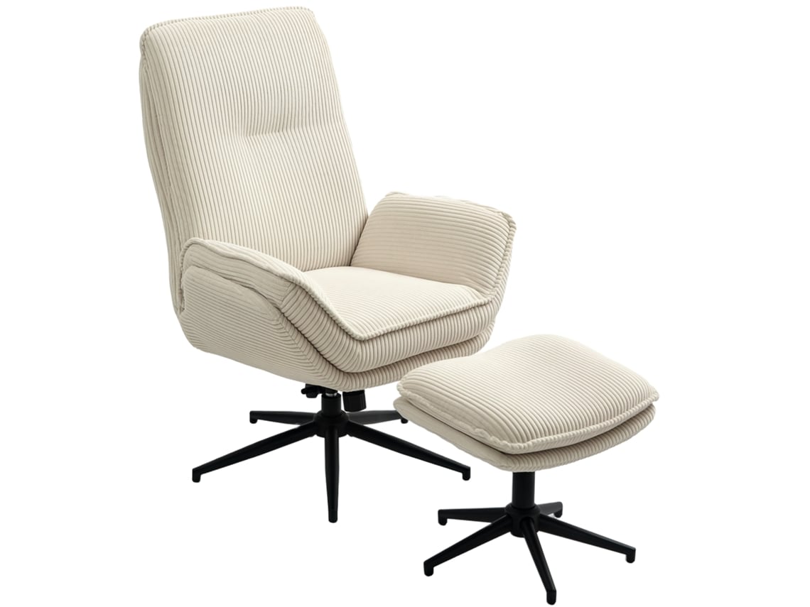 Sillón Giratorio, Reposapiés, Moderno, Salón, 83x72x107cm, Beige
