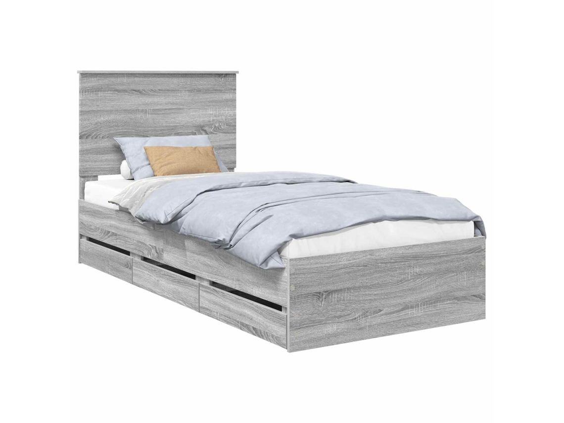 Maison Exclusive - Estructura De Cama Gris Sonoma 90 X 190 Cm Madera Ingenieril