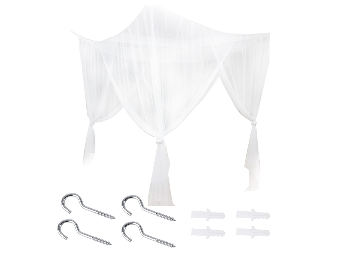 Mosquitera para cama con dosel, tamaño matrimonial/queen/king, color blanco.